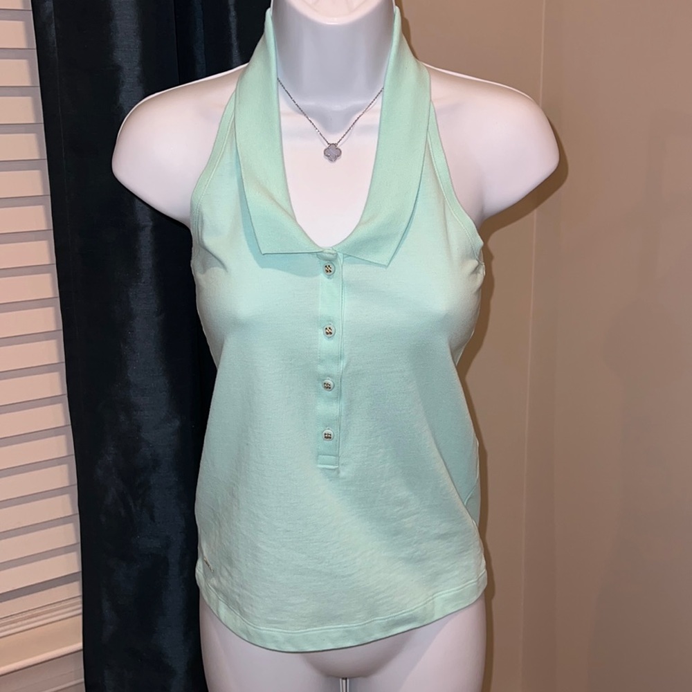 Lacoste Mint Green Halter Polo Tank Top